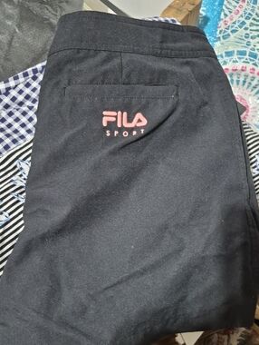 Fila Black Shorts with Pink Logo Embroidery